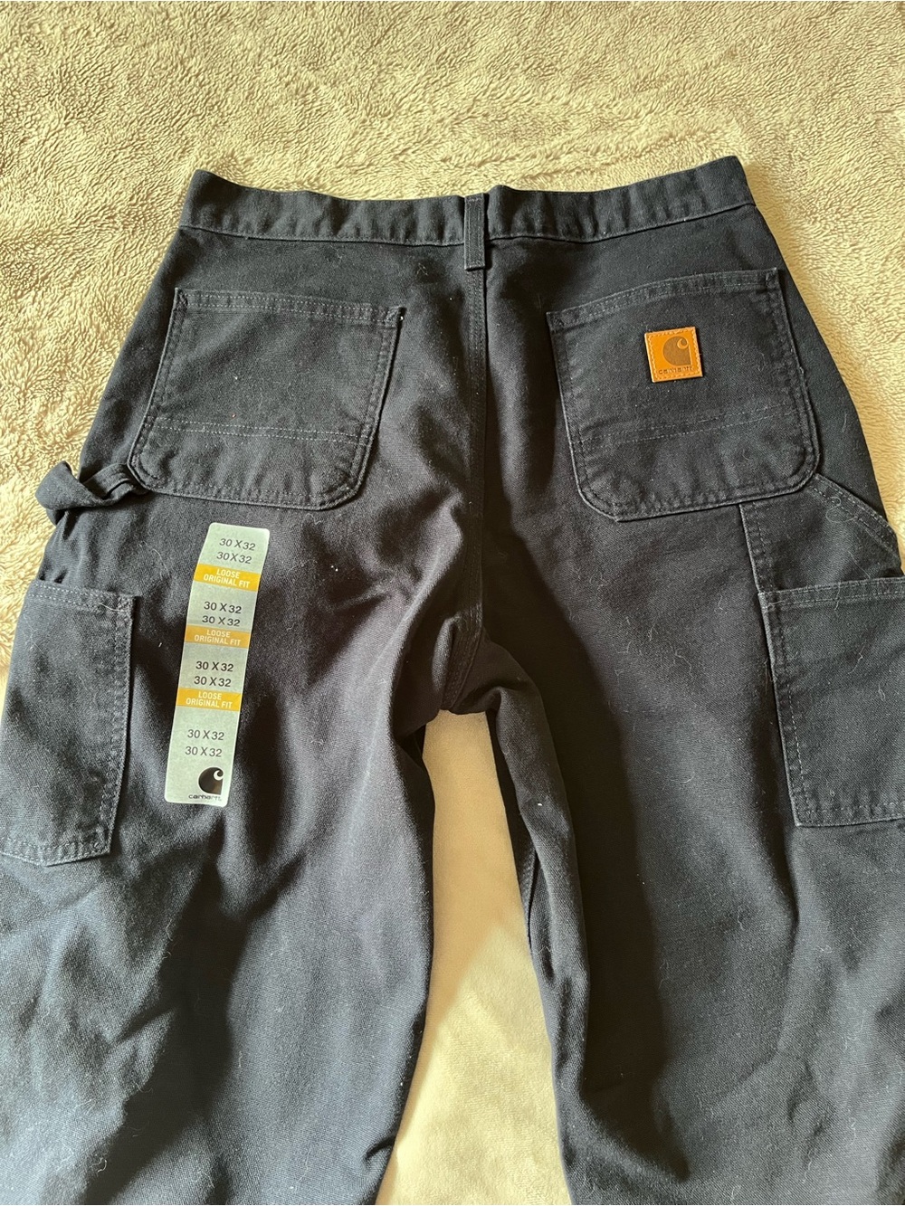 Carhartt Men’s Black Cargo Work Pants with Logo Patch